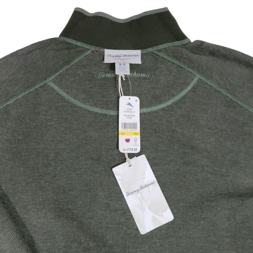 Tommy Bahama Flip Coast 1/2 Zip Sweatshirt Men Medium Pullover Reversible Green - Picture 9 of 15